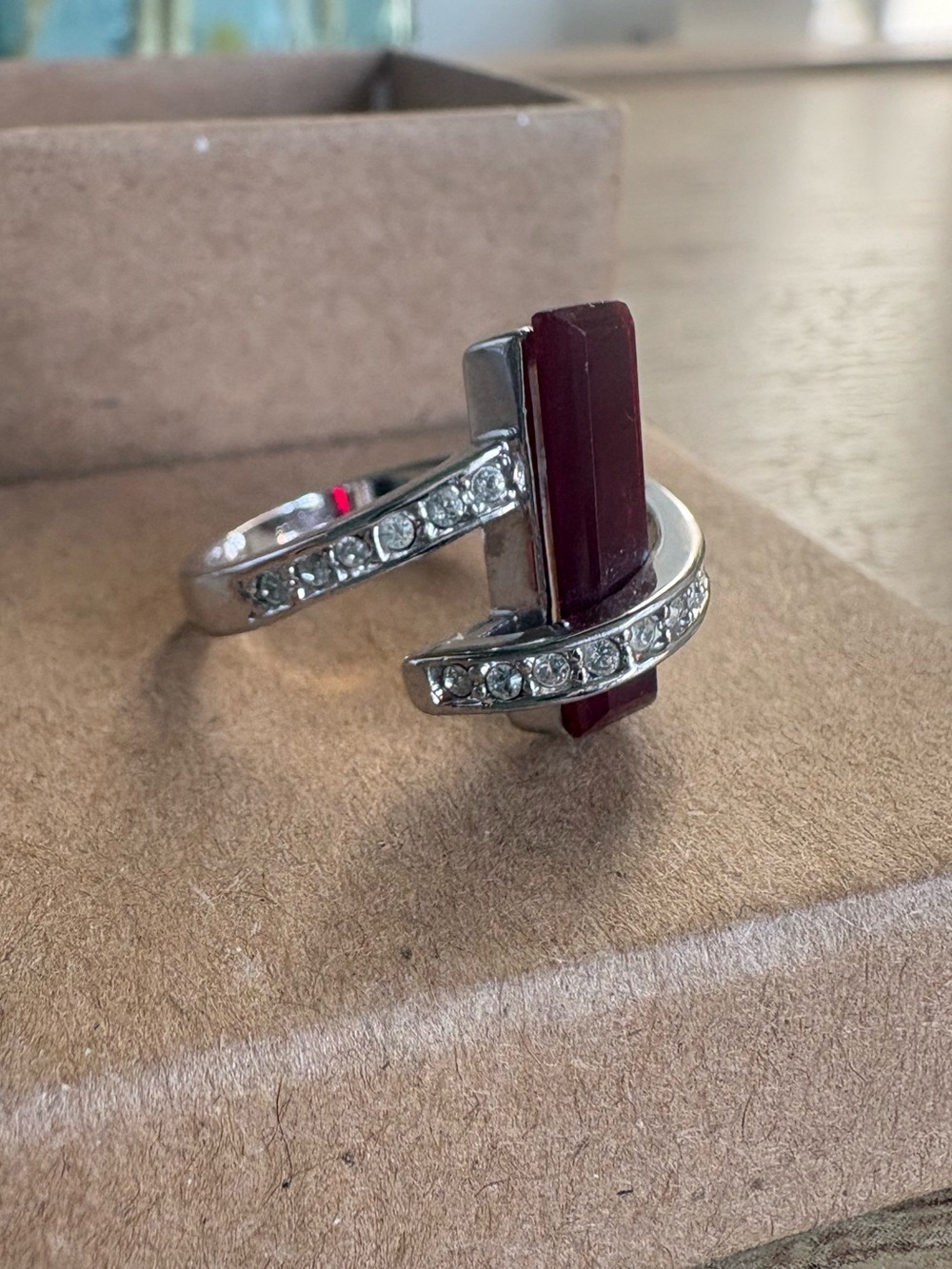 Red Crystal & Rhinestone Statement Ring - Picture 2 of 5